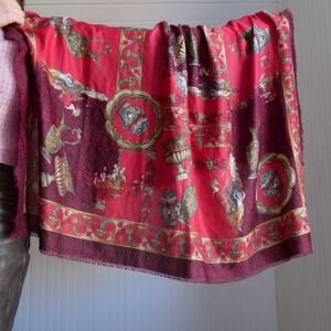 1980s/90s vintage giant vessel print scarf‎
